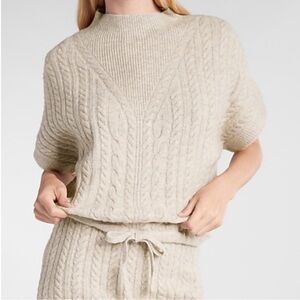 Express Cable Knit Drawstring Short Sleeve Sweater